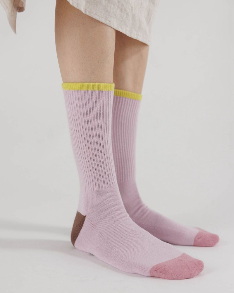 Baggu Ribbed Socks Pink | 8967-UKTYS