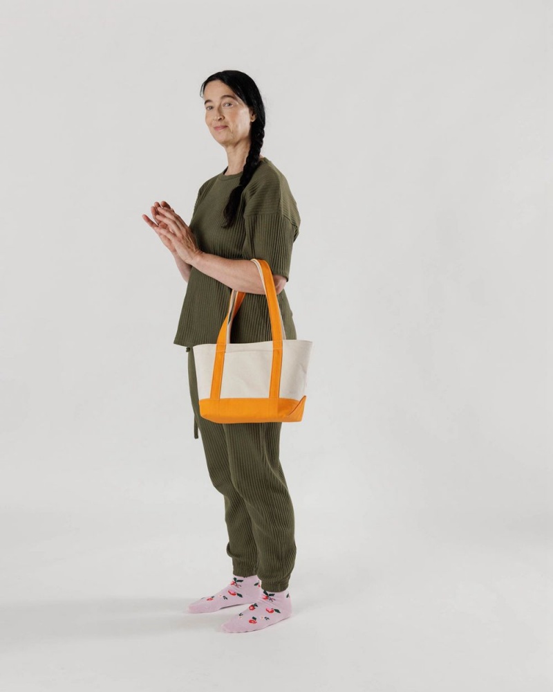 Baggu Small Heavyweight Canvas Tote Bags Orange | 8532-AHGJY